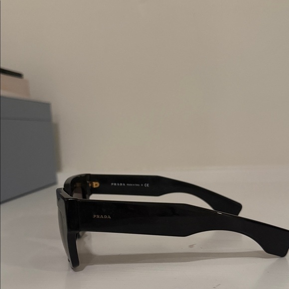 Prada Glossy Black Rectangular Sunglasses - Picture 2 of 2